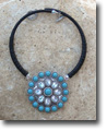 Round Turquoise & Crystal Concho Necklace